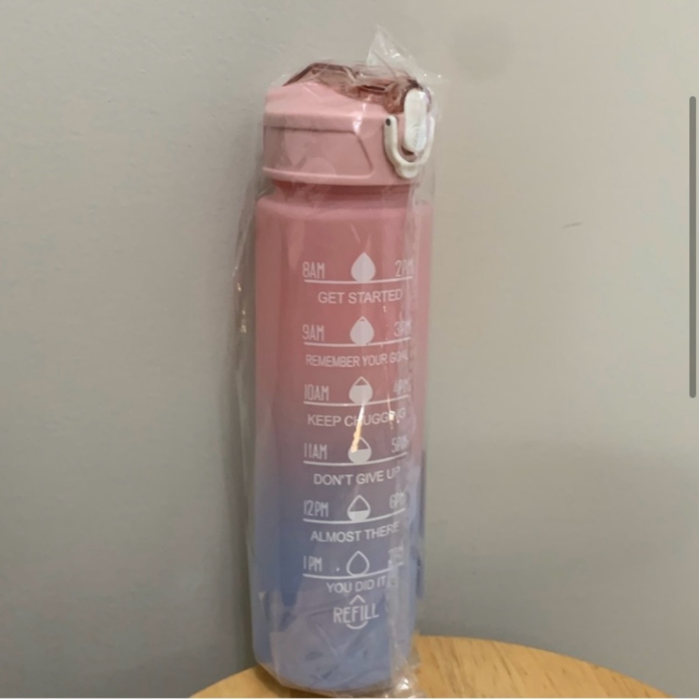 Inspirational Gradient Pink and Blue Water Bottle NWT